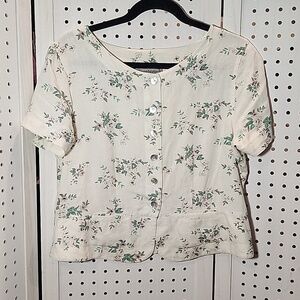 Stonebridge Size 10 100% Linen Off White Button Up Blouse Vintage